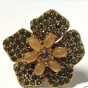 J. Crew Gold and Brown Floral Ring